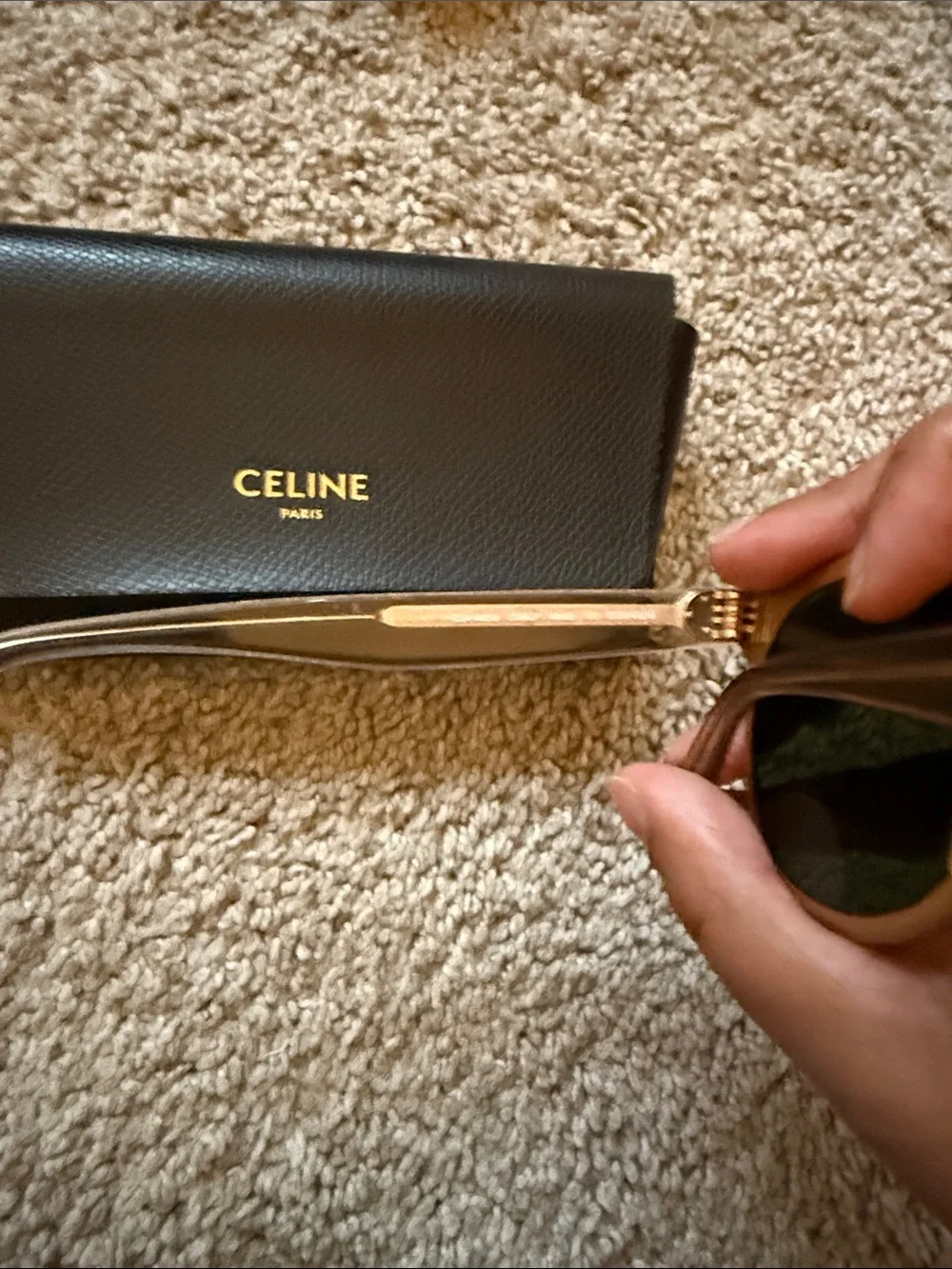 Celine Tan Frame Sunglasses with Black Lenses - Picture 3 of 3